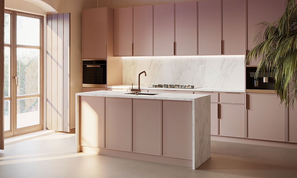 Serenity-Sunrise-Modular-Kitchen-In-Lucknow-White-Marble-Countertops
